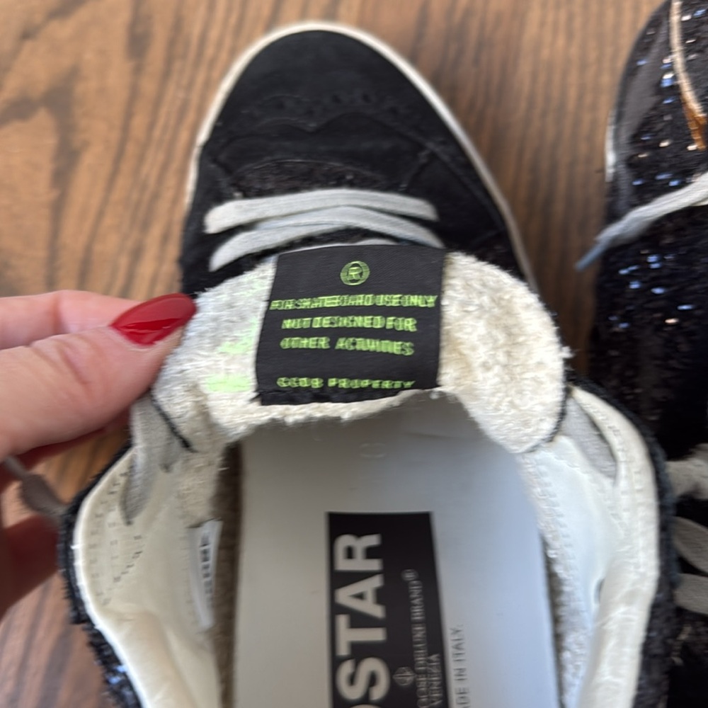 Golden Goose MidStar Black Glitter Sneakers, Good Condition: Size 8 - Picture 13 of 14